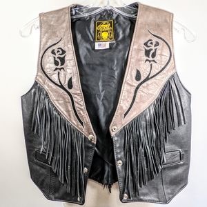 Vintage Gypsy Leather fringed western vest M